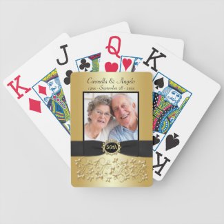 50th Wedding Anniversary Gold Black Playing Cards