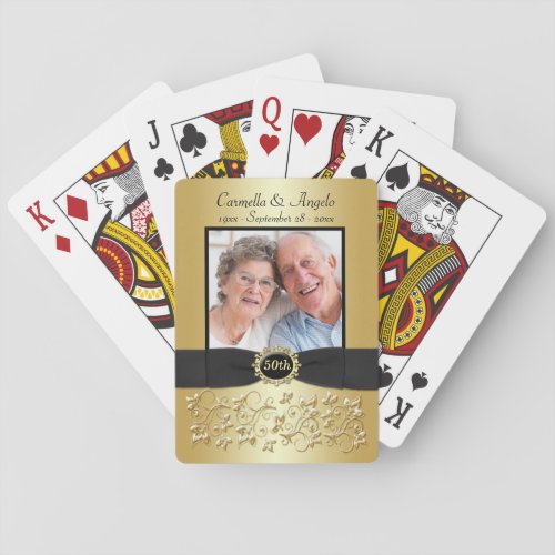 50th Wedding Anniversary Gold Black Playing Cards