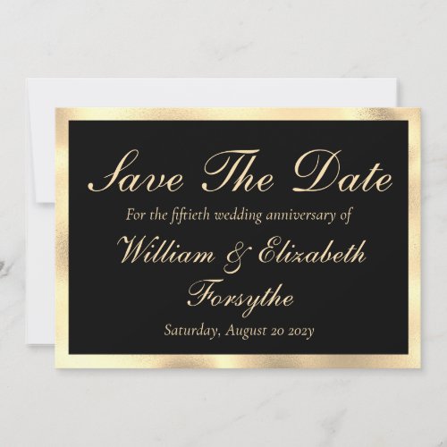 50th Wedding Anniversary Gold Black Save The Date