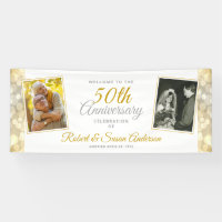 50th Wedding Anniversary Gold Bokeh Photo Welcome