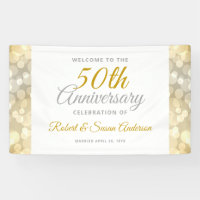 50th Wedding Anniversary Gold Bokeh Welcome