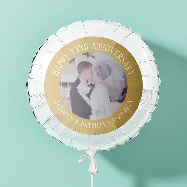 50th Wedding Anniversary Gold Border with Photo Balloon (Custom Wedding Anniversary Balloon)
