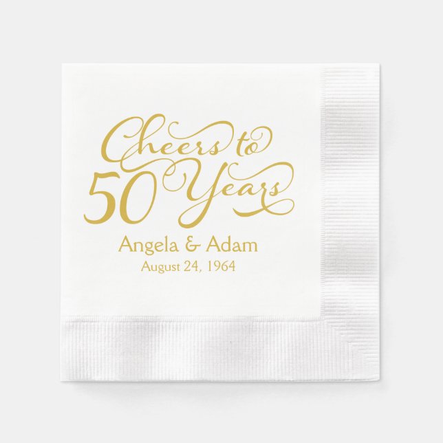 50th Wedding Anniversary Gold Cheers to 50 Paper Napkins (Front)