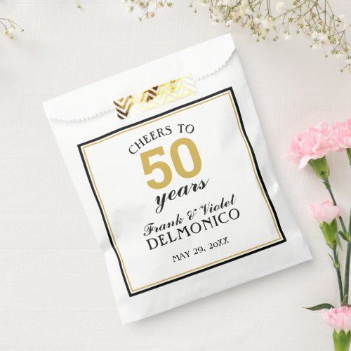 50th Wedding Anniversary Gold Cheers to 50 Years Favor Bag