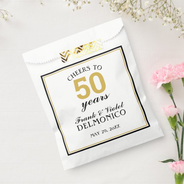 50th Wedding Anniversary Gold Cheers to 50 Years Favor Bag (Sealed)
