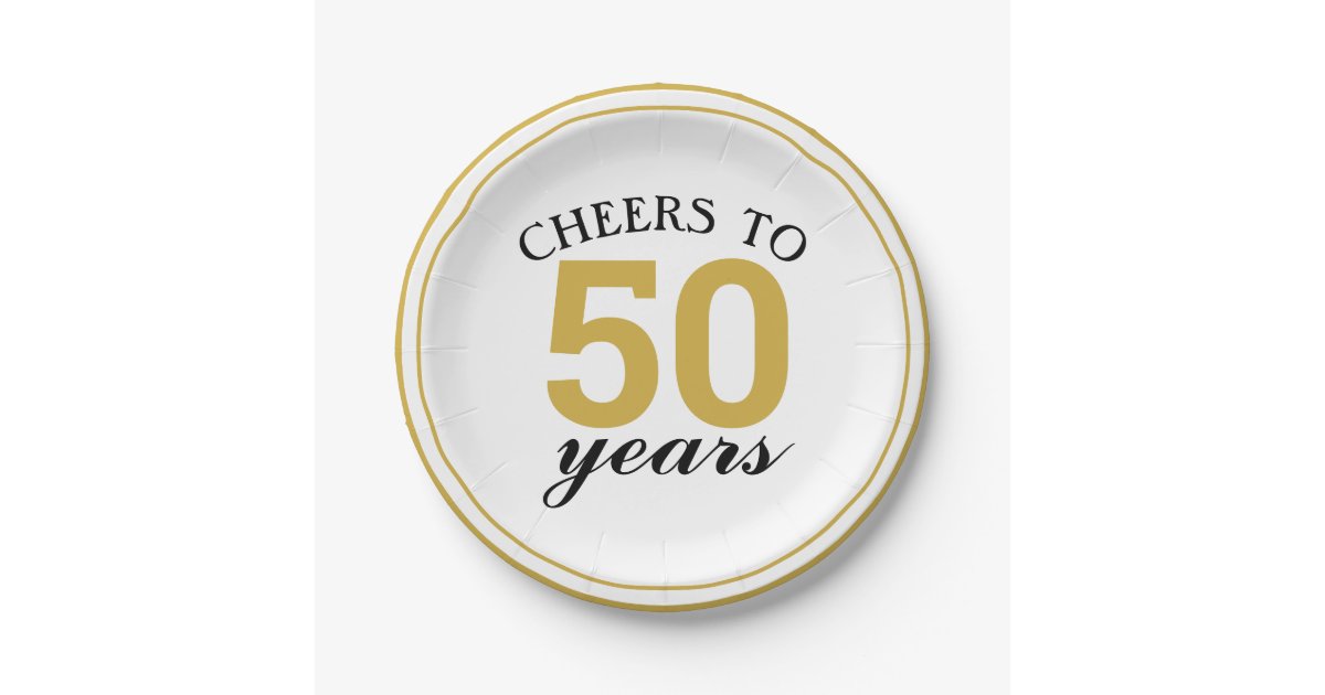 50th Wedding Anniversary Gold Cheers To 50 Years Paper Plate