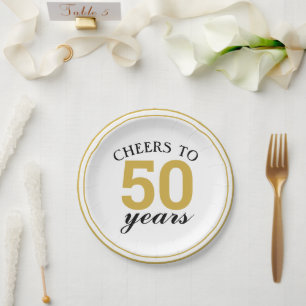 50th Wedding Anniversary Gold Cheers to 50 Years Paper Plates