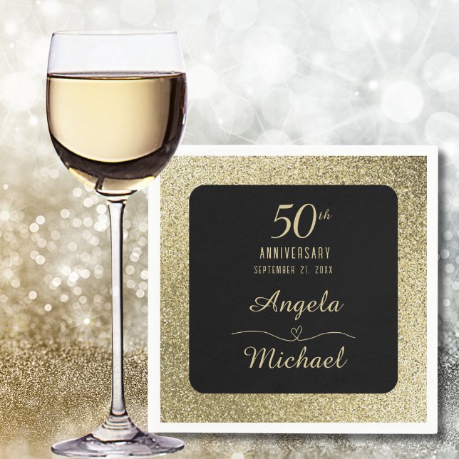 50th Wedding Anniversary Gold Chic Glitter Elegant Napkins (Creator Uploaded)