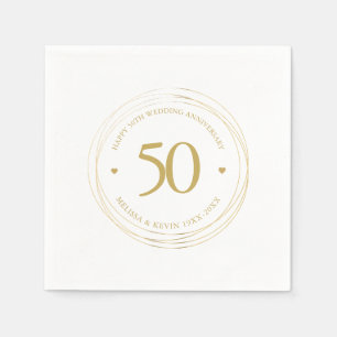 50th Wedding Anniversary Gold Circle Frame Napkins