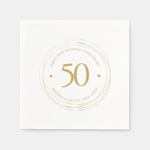 50th Wedding Anniversary Gold Circle Frame Napkins