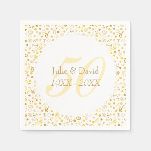 50th Wedding Anniversary Gold Confetti Paper Napkins