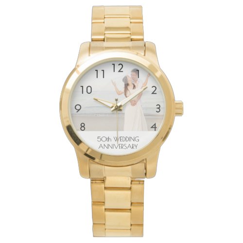 50th wedding anniversary gold couple photo watch