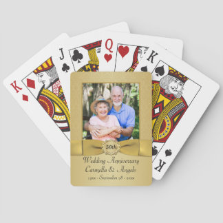 50th Wedding Anniversary Gold Damask Playing Cards