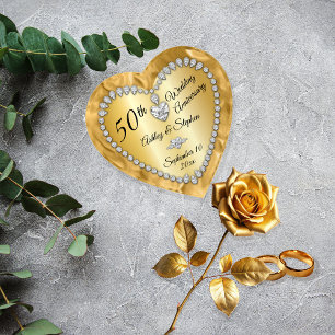 50th Wedding Anniversary Gold Diamonds Keepsake Paperweight