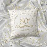 50th Wedding Anniversary Gold Dust Confett Throw Pillow<br><div class="desc">Designed to coordinate with our 50th Anniversary Gold Dust collection. Featuring delicate gold dust. Personalize with your special fifty years golden anniversary information in chic gold lettering. Designed by Thisisnotme©</div>