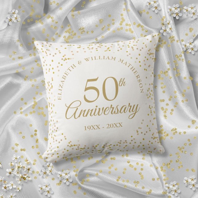 50th Wedding Anniversary Gold Dust Confett Throw Pillow (50th Wedding Anniversary Gold Dust Confett Throw Pillow)