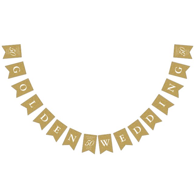 50th Wedding Anniversary Gold Dust Confetti Bunting Flags (All)