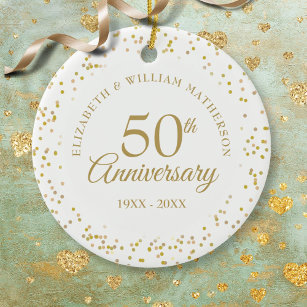 50th Wedding Anniversary Gold Dust Confetti Ceramic Ornament