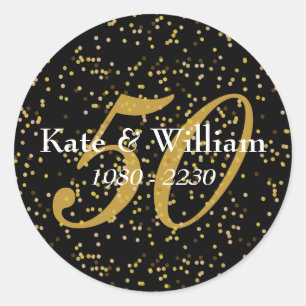 50th Wedding Anniversary Gold Dust Confetti Classic Round Sticker