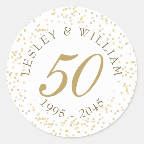 50th Wedding Anniversary Gold Dust Confetti Classic Round Sticker