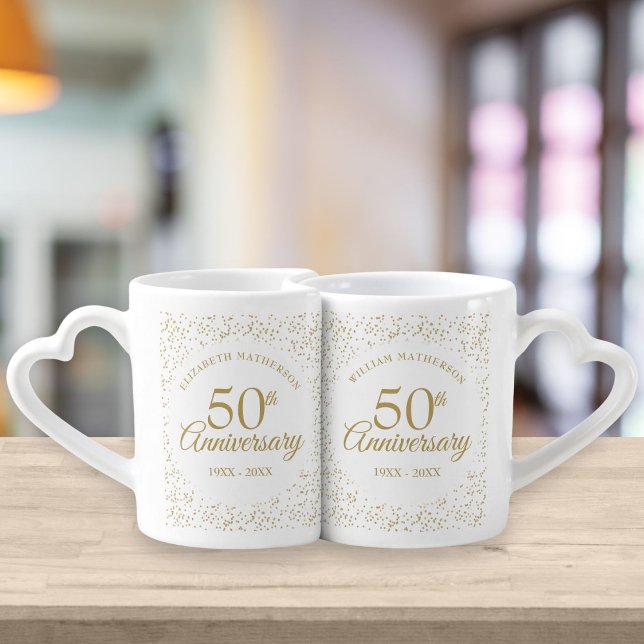 50th Wedding Anniversary Gold Dust Confetti Coffee Mug Set (Creator Uploaded)