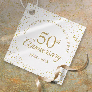 50th Wedding Anniversary Gold Dust Confetti Favor Tags