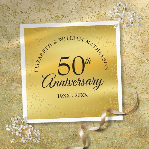 50th Wedding Anniversary Gold Dust Confetti Napkins