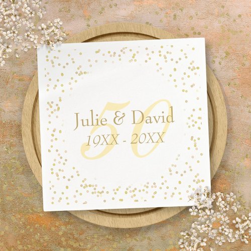 50th Wedding Anniversary Gold Dust Confetti Napkins