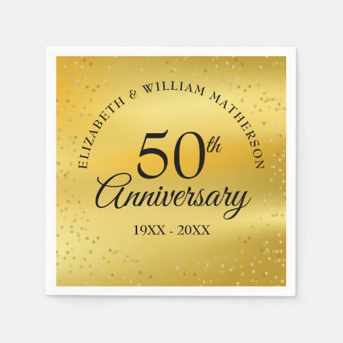 50th Wedding Anniversary Gold Dust Confetti Napkins