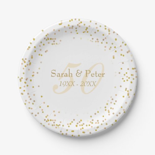 50th Wedding Anniversary Gold Dust Confetti Paper Plates