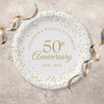 50th Wedding Anniversary Gold Dust Confetti Paper Plates<br><div class="desc">Featuring delicate gold dust confetti. Personalise with your special fifty years golden anniversary information in chic gold lettering. Designed by Thisisnotme©</div>