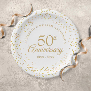 50th Wedding Anniversary Gold Dust Confetti Paper Plates