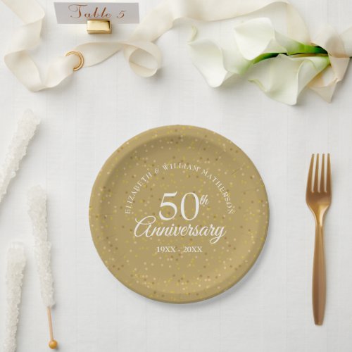 50th Wedding Anniversary Gold Dust Confetti Paper Plates