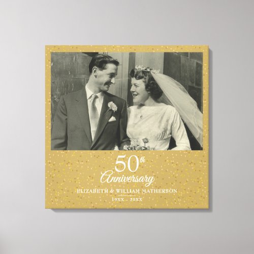 50th Wedding Anniversary Gold Dust Confetti Photo Canvas Print