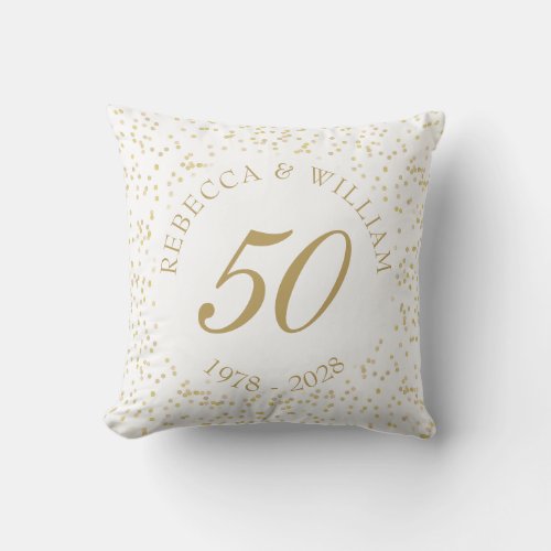 50th Wedding Anniversary Gold Dust Confetti Throw Pillow