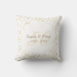 50th Wedding Anniversary Gold Dust Confetti Throw Pillow