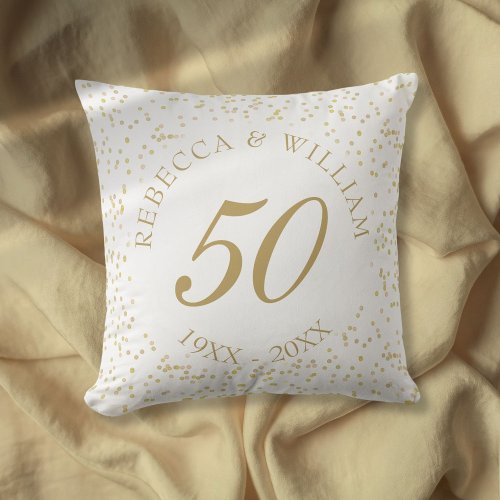 50th Wedding Anniversary Gold Dust Confetti Throw Pillow