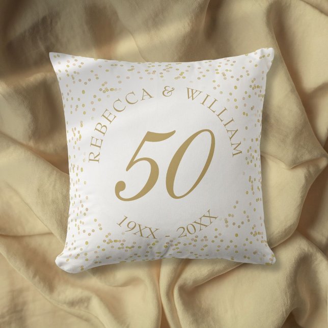50th Wedding Anniversary Gold Dust Confetti Throw Pillow (50th Wedding Anniversary Gold Dust Confetti Throw Pillow)