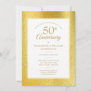 50th Wedding Anniversary Gold Dust Foil Invitation