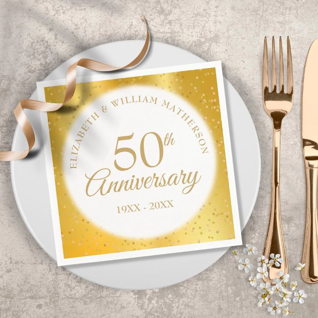 50th Wedding Anniversary Gold Dust Foil Napkins (Creator Uploaded)