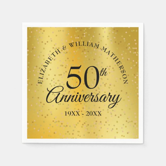 50th Wedding Anniversary Gold Dust Foil Napkins (Front)