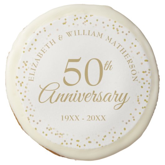 50th Wedding Anniversary Gold Dust Sugar Cookie (Front)