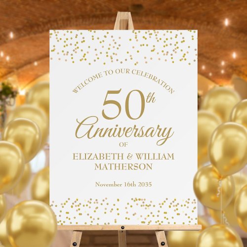 50th Wedding Anniversary Gold Dust Welcome Sign