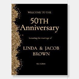 50th Wedding Anniversary Gold Faux Glitter  Foam Board