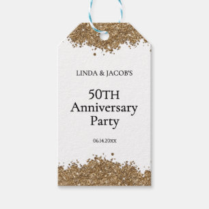 50th Wedding Anniversary Gold Faux Glitter  Gift Tags