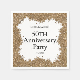 50th Wedding Anniversary Gold Faux Glitter  Napkins