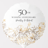 50th Wedding Anniversary Gold Floral Custom