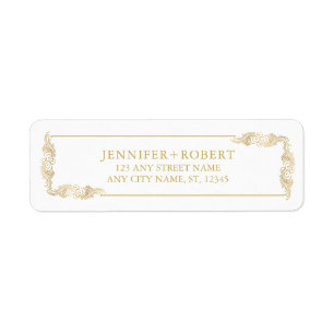 50th Wedding Anniversary Gold Floral Frame Label