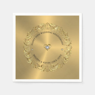 50th Wedding Anniversary Gold Floral Frame Napkins