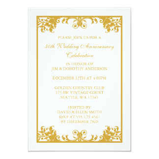 50th Wedding Anniversary Gold Flourish Scroll Card